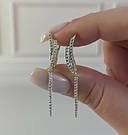 Сережки-підвіски зі срібла з цирконієм Сирена, фото 4