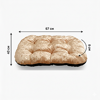 Золотистий матрас для песика або кота з бархату, ручна робота, 67х40см, фото 2
