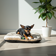 Ексклюзивна Золота Вельветова Подушка-Матрац "Green Skull" для Котів/Собак. Ручна робота, 67х40см