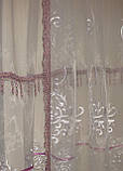 Комплект тюль зі шторкою до підвіконня Firanka Damask карниз 300см білий з фіолетовим (90_1к), фото 4