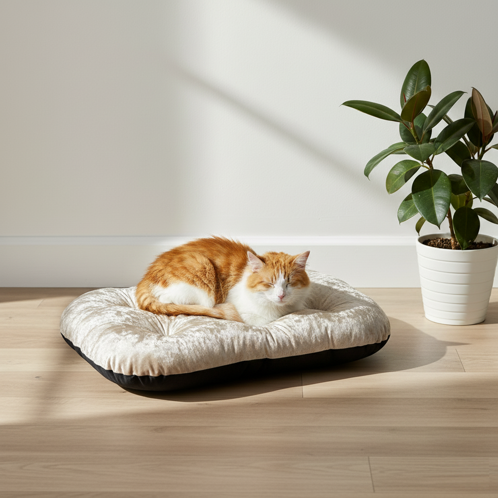 Золотистий матрас для песика або кота з бархату, ручна робота, 67х40см