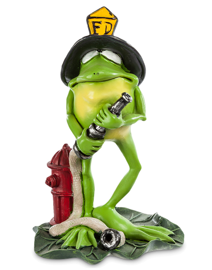 Декоративна статуетка жаби "Пожежник" з полістоуну від канадського бренду Stratford висота 16 см, фото 1