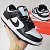 Жіночі зимові кросівки nike sb dunk low Black/White Winter на хутрі Найк СБ Данк чорно-білі низькі шкіряні теплі, фото 4