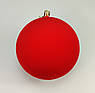 Ялинкова кулька оксамитова світло-червона 15 см | кругла гладка новорічна іграшка | святковий декор | поштучно | 8 кольорів, фото 2