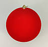 Ялинкова кулька оксамитова світло-червона 15 см | кругла гладка новорічна іграшка | святковий декор | поштучно | 8 кольорів, фото 3