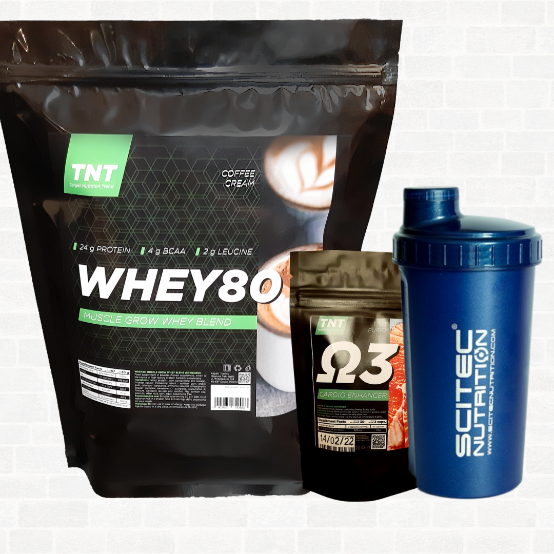 Акційний Протеїн сироватковий Muskle Up 80% Польща 2 кг зі смаком Кава + Омега 3 в подарунок та Шейкер