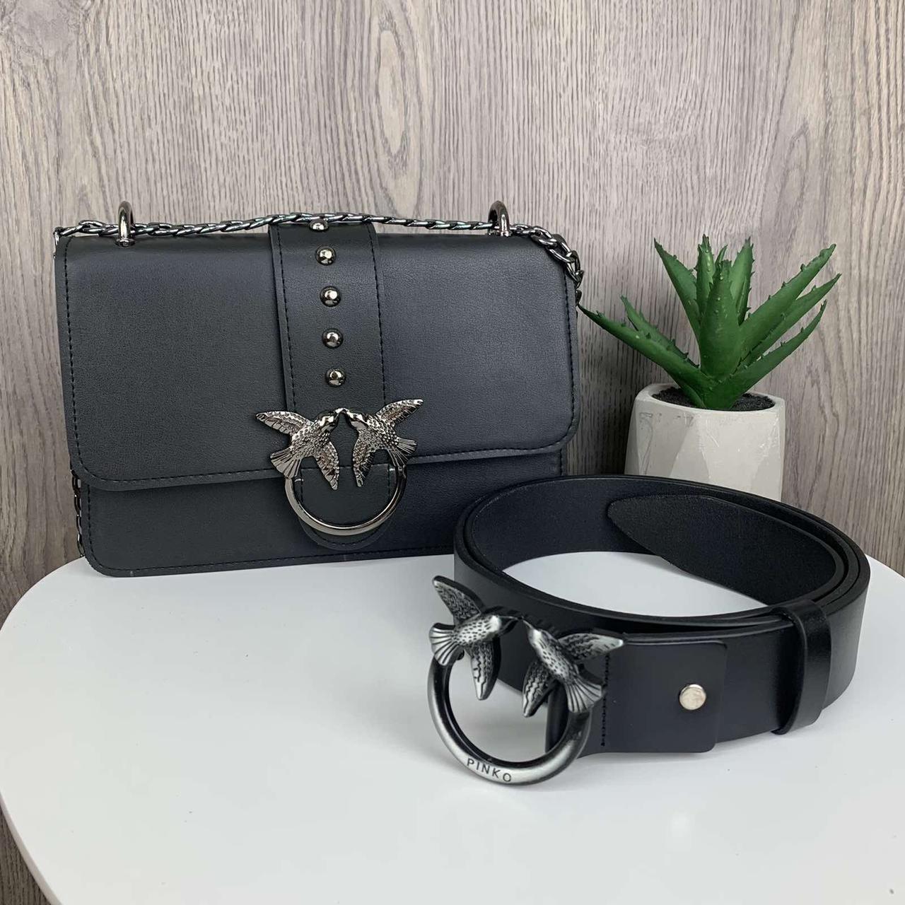 Набір жіноча сумочка-клатч Пінко + шкіряний ремінь Pinko 2 в 1 — стиль і універсальність, фото 1