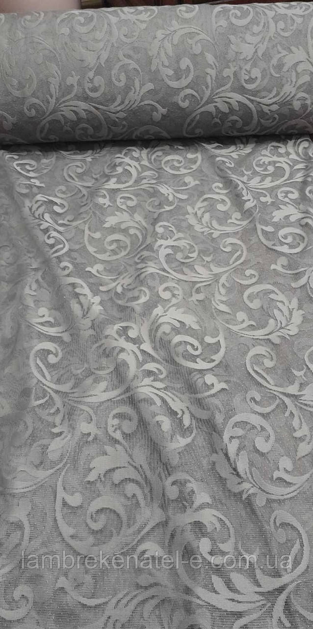 Тюль сірий жакард у зал, кухню, фото 1