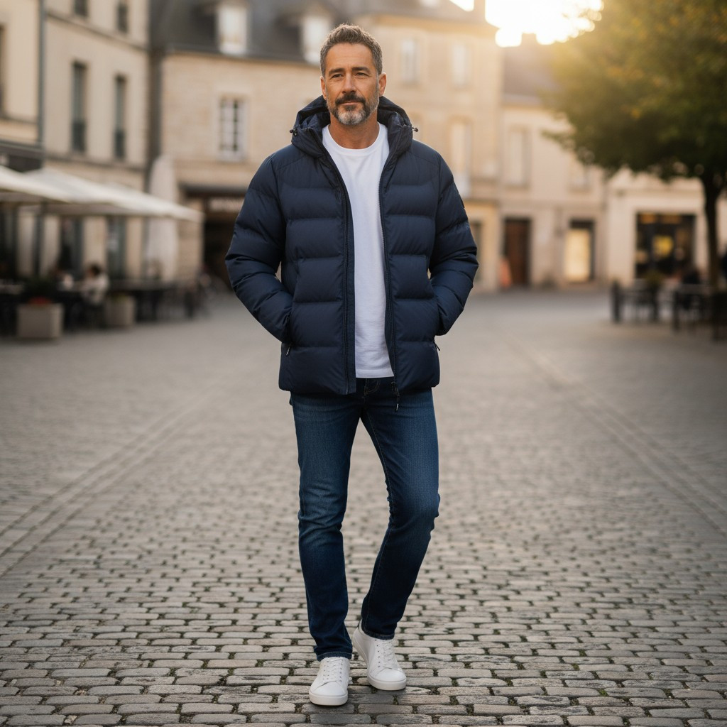 Куртка чоловіча INDACO (зимова) IN25-1577C Т.СИНЯ 100% поліестер. Утеплювач: Біо пух 46(Р), фото 1