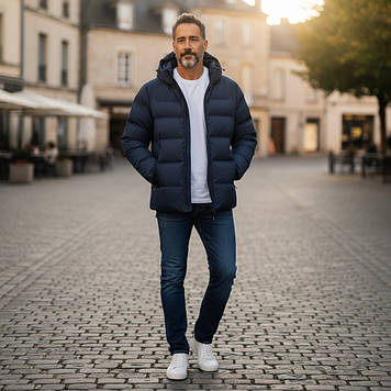 Куртка чоловіча INDACO (зимова) IN25-1577C Т.СИНЯ 100% поліестер. Утеплювач: Біо пух 46(Р)