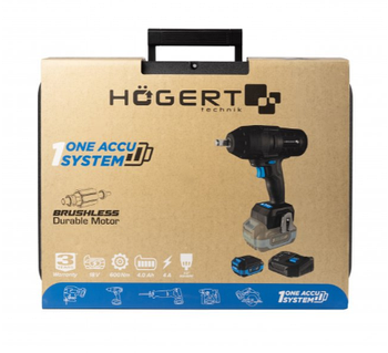 Набір акумуляторний безщітковий ударний гайковерт 600 Нм 18 В + акумулятор 4 А·год + зарядна станція 4 А + кейс