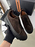 Кросівки Zegna чоловічі з натуральної замші коричневий колір, якість преміум, фото 5