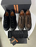 Кросівки Zegna чоловічі з натуральної замші коричневий колір, якість преміум, фото 7