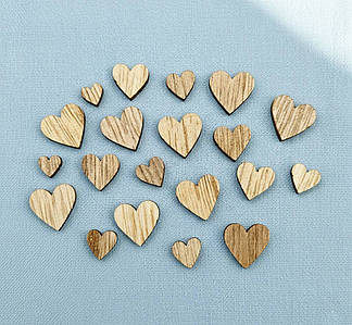 Дерев'яний декор / Серце / Упаковка - 25 шт / 0,5-1см / №7