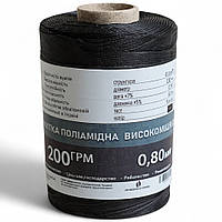 Нитка поліамідна чорна 0,200 кг рибальська 93,5*3(0,8 мм) кручена