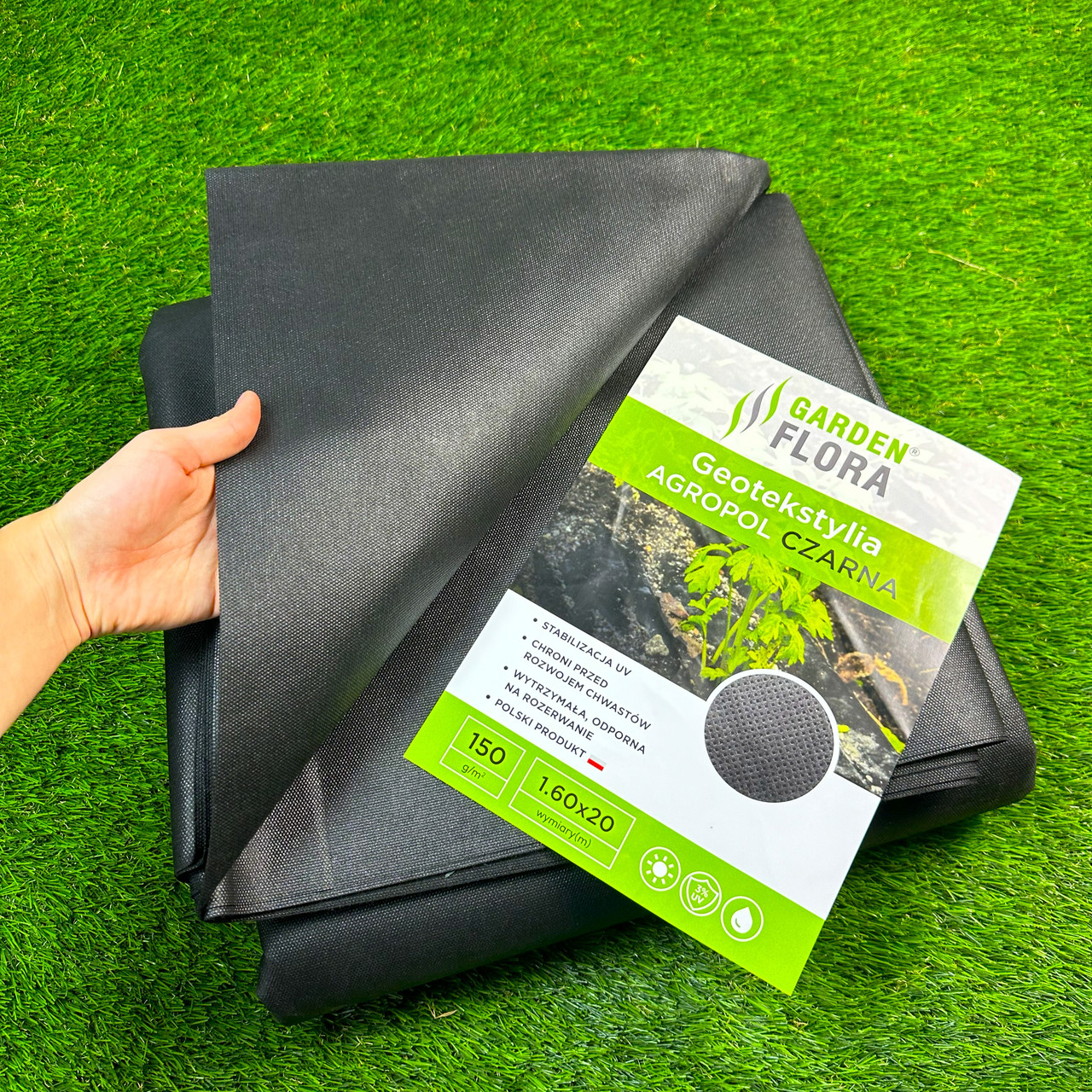 Пакетований геотекстиль 150 г/м², 1.60м × 20м, Польща, від бур'янів, для садових доріжок та ландшафту'', фото 1