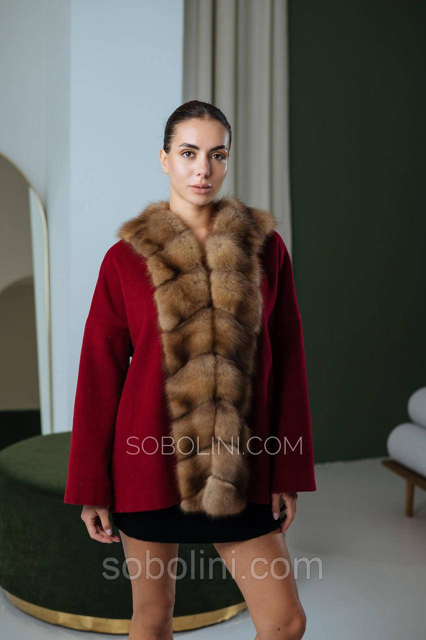 Коротеньке пальто з оздобленням лісова куниця!, фото 1