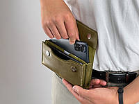 Шкіряний чохол для двох телефонів / Чохол-футляр для телефону зі слотом для картки / Чохол на ремінь для iPhone, Samsung, Xiaomi