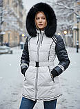 Куртка зимова пуховик жіноче пальто Peercat біла з синім 46-48, фото 9