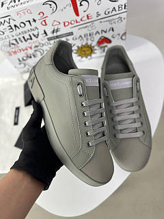 Чоловічі кросівки Dolce&Gabbana шкіряні сірі люкс преміум