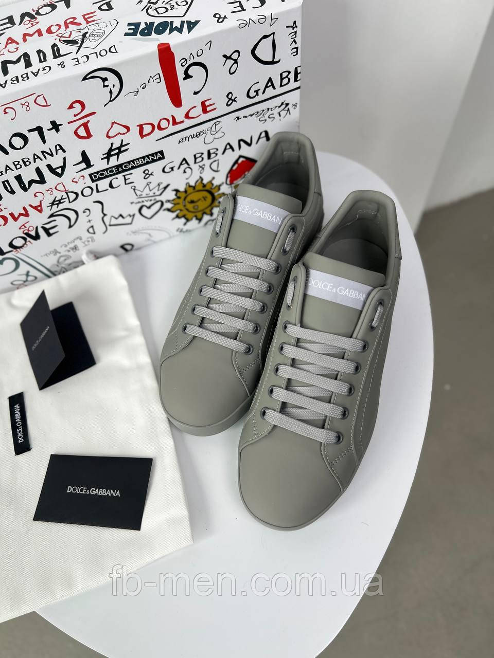 Кросівки Dolce & Gabbana Portofino Gray шкіра сіра якість преміум, фото 1