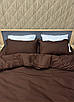 Комплект постільної білизни Страйп-сатин Двоспальний 180х220 з простирадлом на резинці 160х200х25 Шоколадний (88-185), фото 5