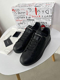 Чоловічі кросівки Dolce & Gabbana Portofino Black чорний шкіра якість преміум