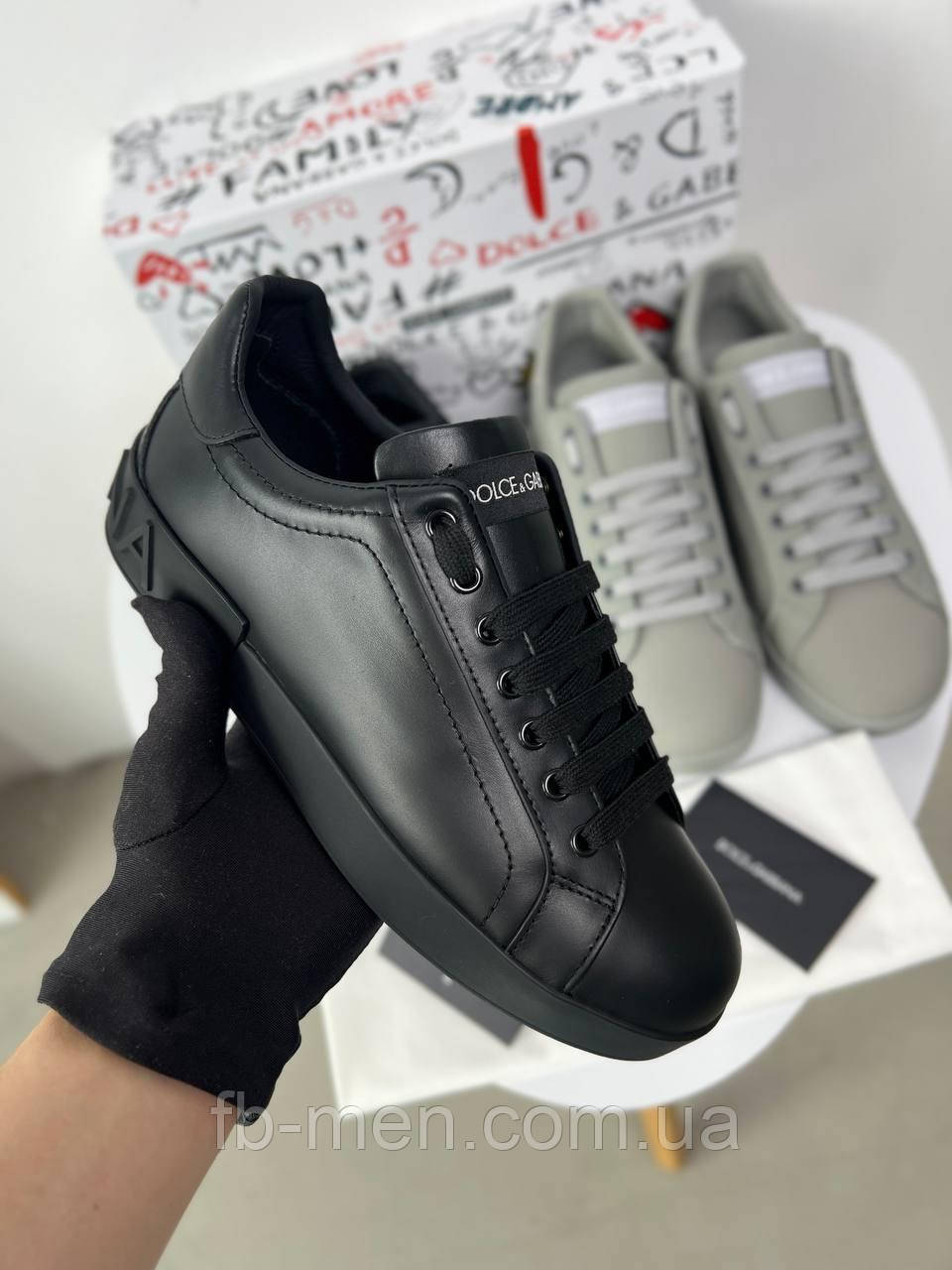 Кросівки чоловічі Dolce & Gabbana Portofino Black чорний шкіра якість преміум, фото 1