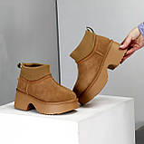 Модні жіночі уггі на виокій підошві, жіночі уггі з підборами, замшеві жіночі уггі, фото 4