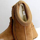 Модні жіночі уггі на виокій підошві, жіночі уггі з підборами, замшеві жіночі уггі, фото 8