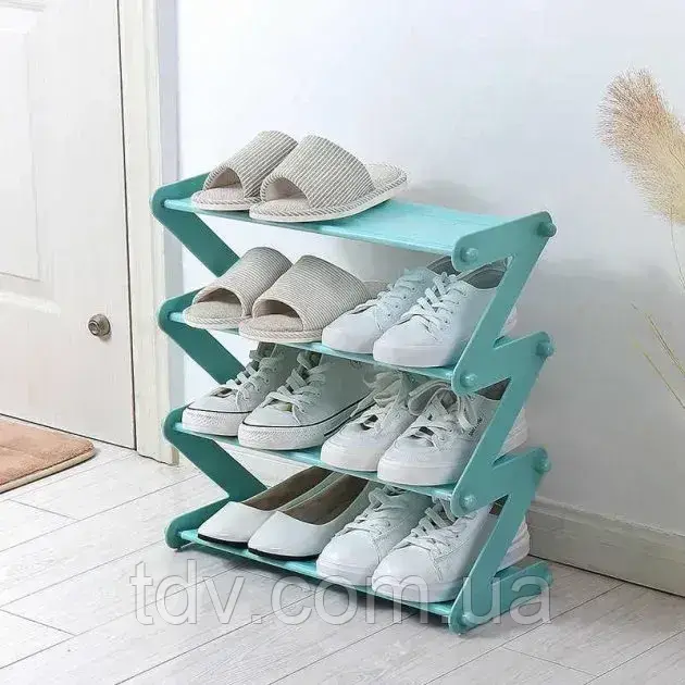 Полиця-органайзер для взуття Z-shaped Shoe Rack, 4-рівнева стійка для зберігання, фото 1