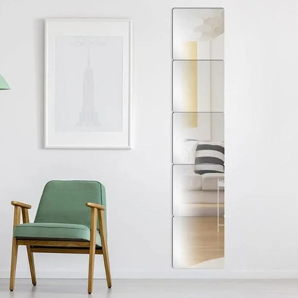 Акрилове дзеркало гнучке самоклеюче кріпиться до будь-якої поверхні міцно і надійно набір дзеркал 4шт 30х30см, фото 1