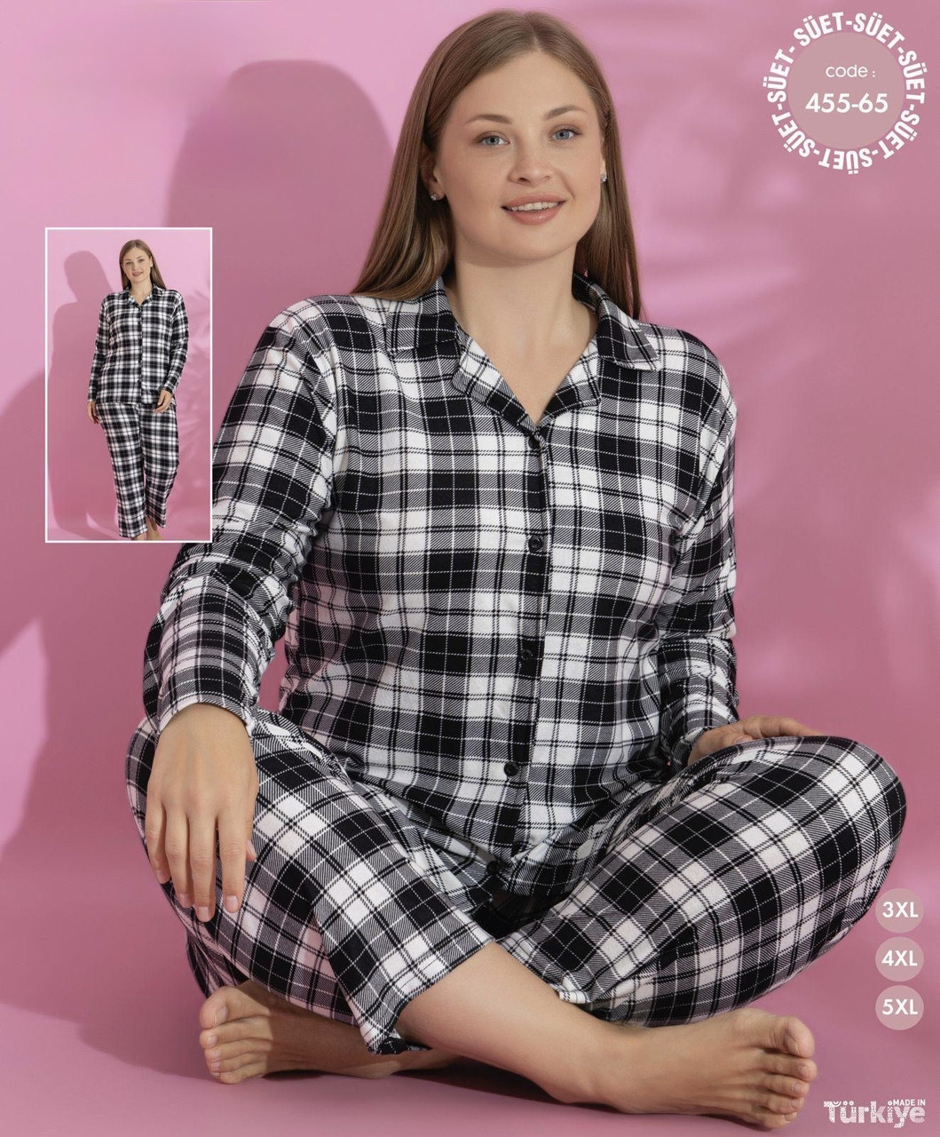 Піжама на ґудзиках великих розмірів Lana 455-65, фото 1