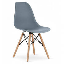 Стілець кухонний зі спинкою Bonro B-173 FULL KD сірий (крісло, стуло) на дерев’яних ніжках для кухні їдальні кімнати, фото 2