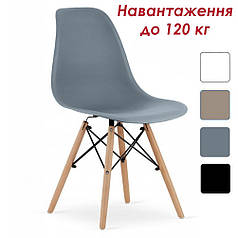 Стілець кухонний зі спинкою Bonro B-173 FULL KD сірий (крісло, стуло) на дерев’яних ніжках для кухні їдальні кімнати