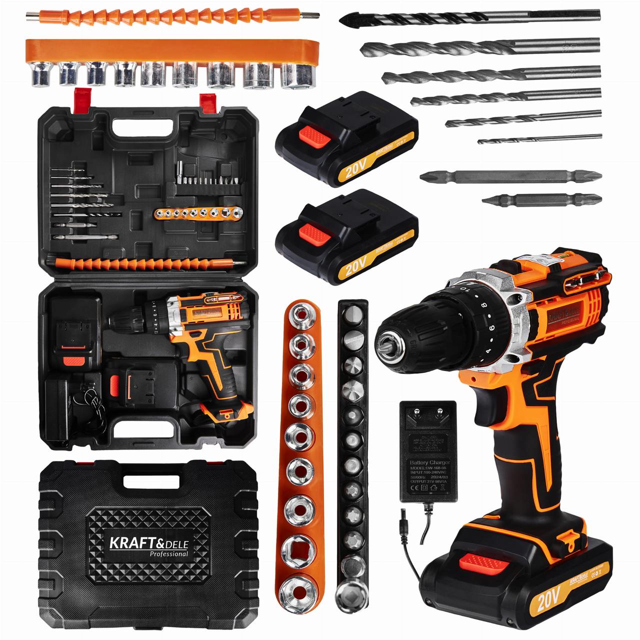 Акумуляторний шуруповерт з аксесуарами 2Аг Kraft&Dele KD3086., фото 1