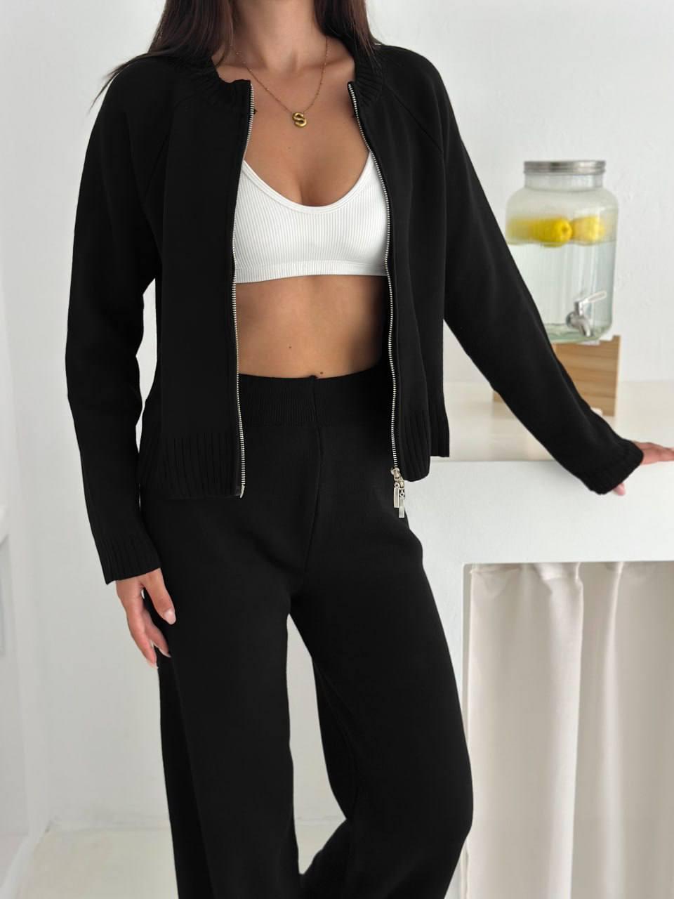 Костюм жіночий 2-ка Туреччина Модель: 1466-134 Колір: чорний, шоколадний, молочний, графіт, фото 1