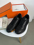 Шкіряні чоловічі кросівки чорні люкс взуття преміумклас, фото 2