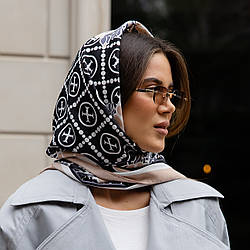 Хустка шовкова "Сандра гравюра" чорна 208107