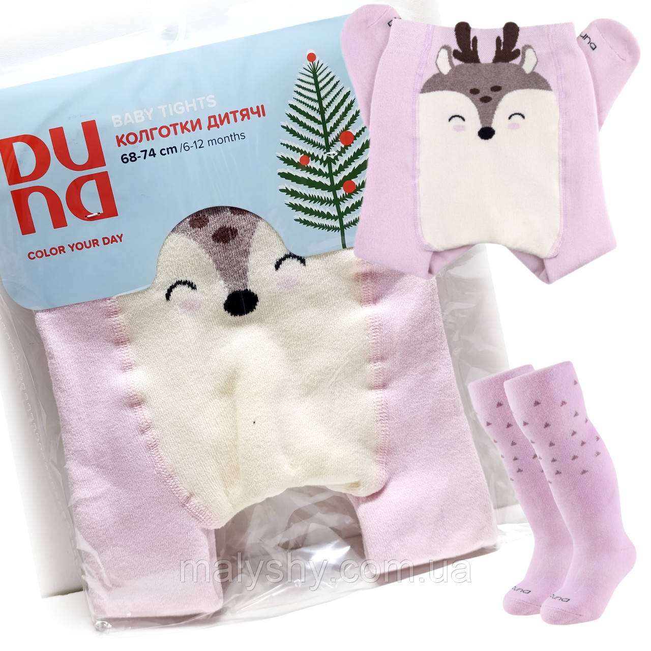 Колготки дитячі зимові махрові 68-74 ТМ "Дюна" (колготи дитячі махрові) / Duna / 4944-1989-світло-рожевий, фото 1