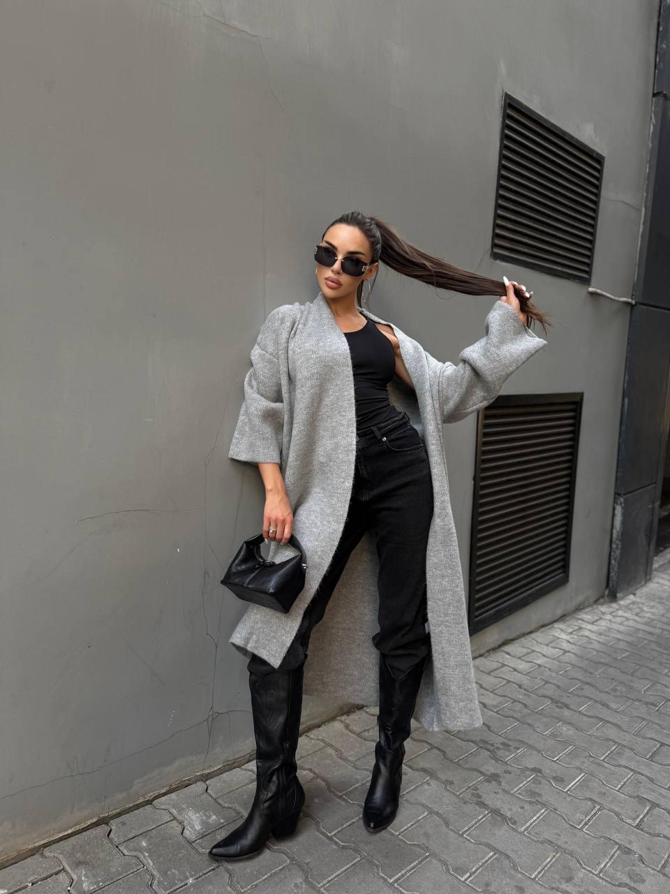 Кардиган жіночий подовжений оверсайз Туреччина Модель: 1466-129 Колір: чорний, шоколадний, сірий, темно-синій, молочний, фото 1