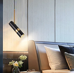 Чорний поворотний підвісний світильник із спотом S167/1 BK+AB