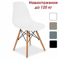 Стілець кухонний зі спинкою Bonro B-173 FULL KD білий (крісло, стуло) на дерев’яних ніжках для кухні їдальні кімнати