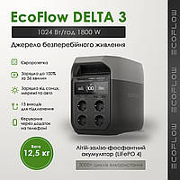 Зарядна станція EcoFlow DELTA 3   DELTA3_EU (1024 Вт/год) 1800W Екофлоу Дельта 3 портативна євророзетка
