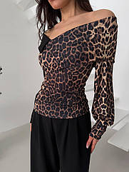 Кофта жіноча леопард з чорним Туреччина Модель: 1466-103 | Колір: леопард + чорний