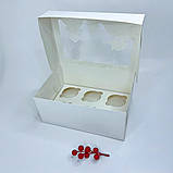 Коробка для капкейків (6 шт), 250*170*110 мм (h=11), з вікном "Будиночок", біла, фото 2