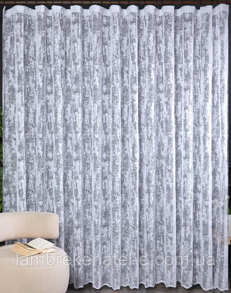 Тюль жакард мармур в зал. кухню, спальню, фото 1