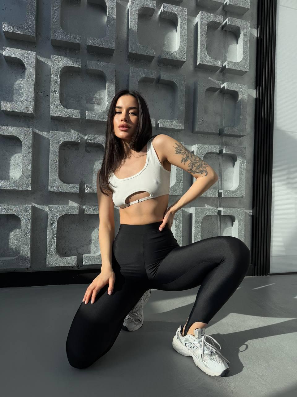 Легінси жіночі зі штрипками Модель: 1466-099 Колір: чорний, фото 1