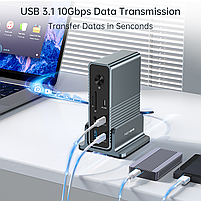 Хаб Док станція Acasis DS-7A15 15 в 1 з підставкою USB Type-C концентратор  для ноутбука комп'ютера 15 портів, фото 2
