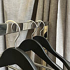 Плічка дерев'яні широкі чорного кольору з антиковзною поперечиною 45см, фото 2